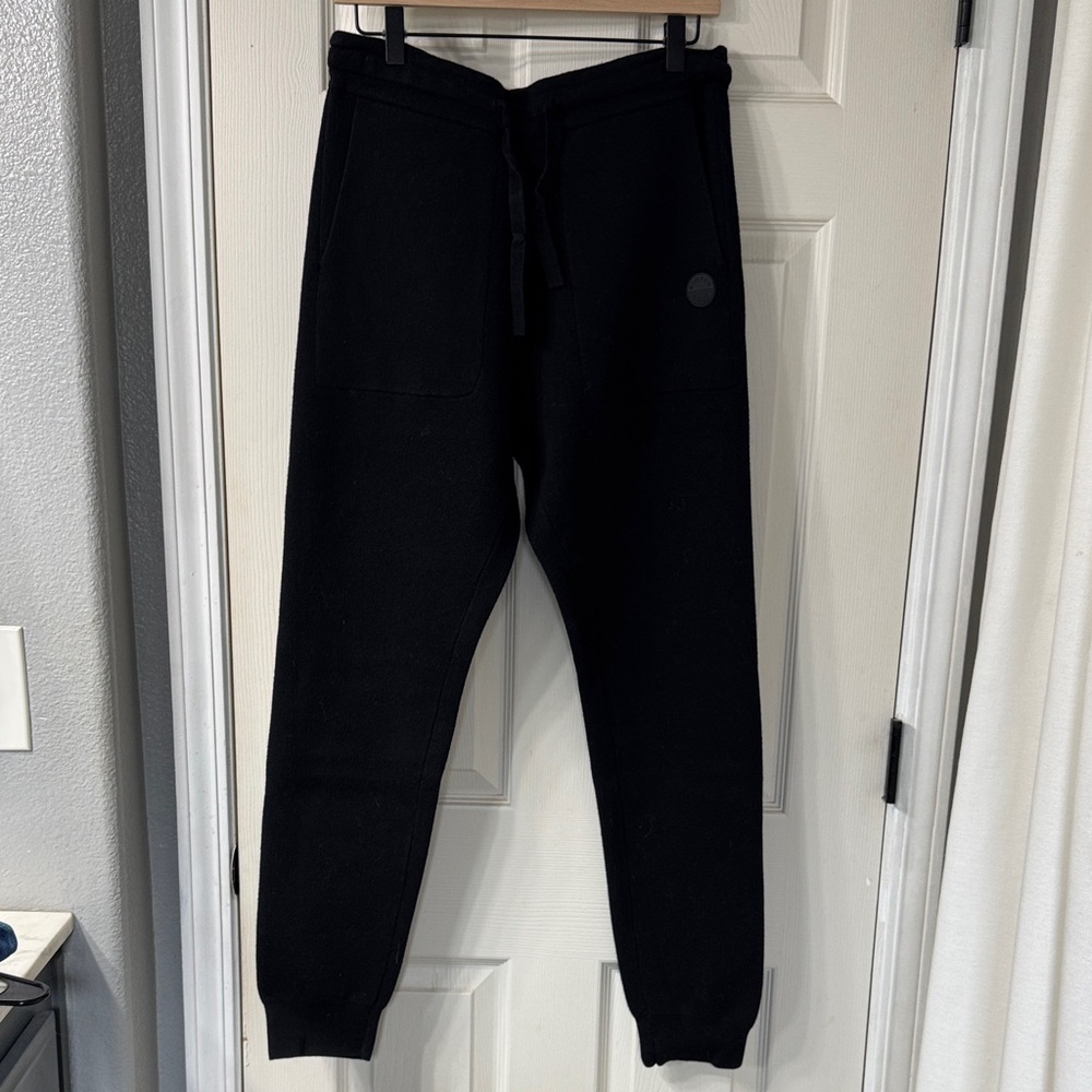 Scotch & Soda Black Casual Knit Pants with Logo Patch Size Medium